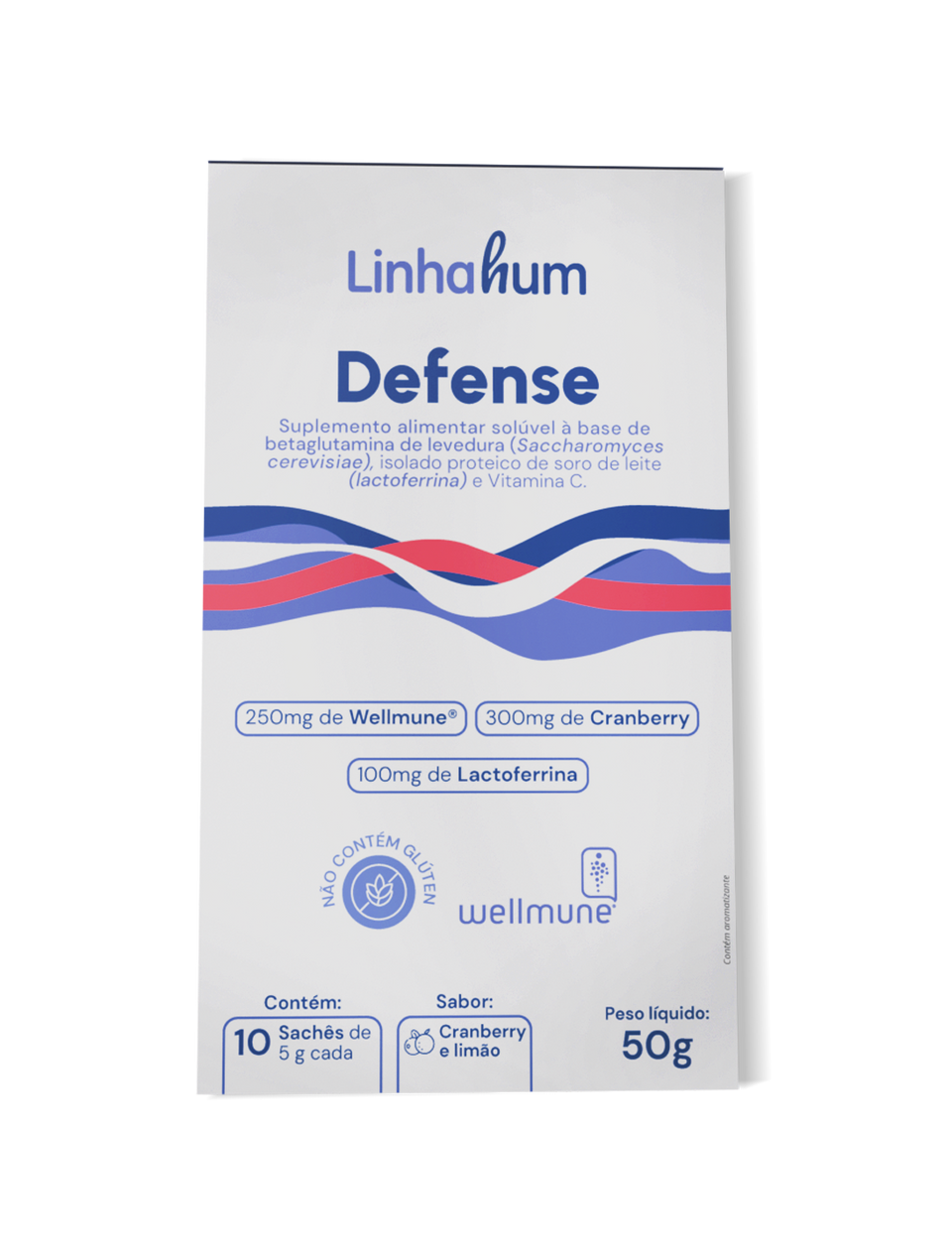 Defense | Suplemento para Imunidade | Linhahum | Caixa com 10 sachês | Sabor Cramberry e Limão