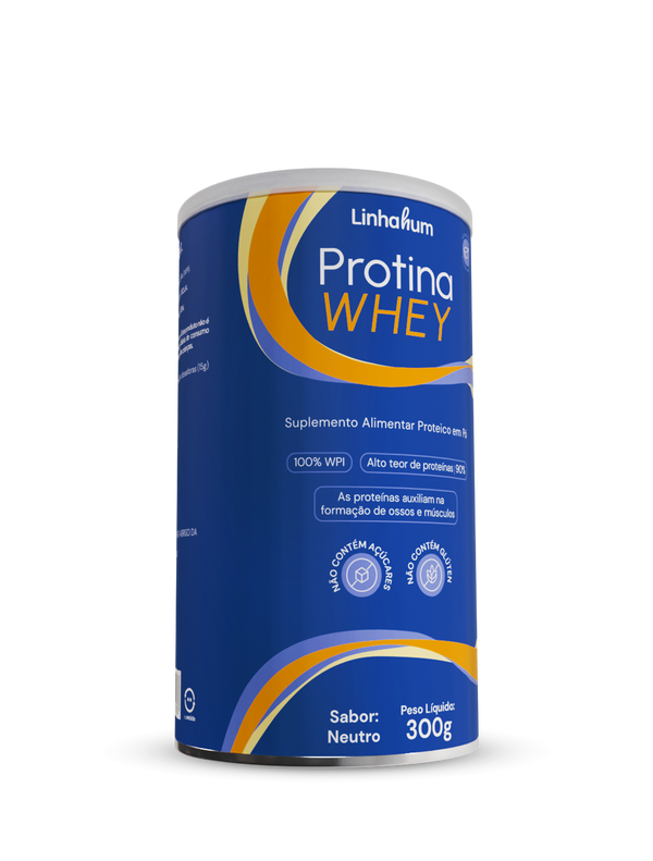 Protina Whey | Suplemento Whey Protein | Linhahum | Lata com 300g | Sabor Neutro