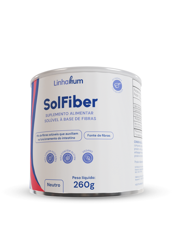 SolFiber | Suplemento de Fibras | Linhahum | Lata com 260g | Sabor Neutro
