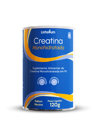 Creatina Monohidratada | Linhahum | 40 porções | Lata com 120g | Sabor Neutro