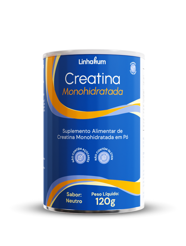 Creatina Monohidratada | Linhahum | 40 porções | Lata com 120g | Sabor Neutro