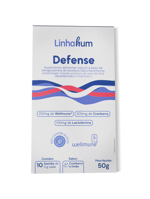 Defense | Suplemento para Imunidade | Linhahum | Caixa com 10 sachês | Sabor Cramberry e Limão