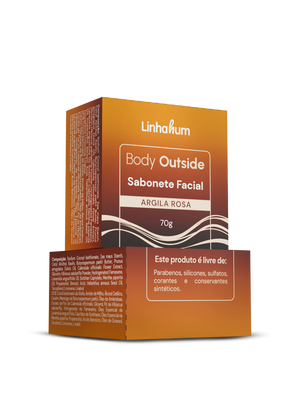 Sabonete Facial de Argila Rosa | Skincare | Linhahum | Body Outside | 70g